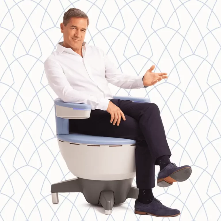 Older Man Sitting on Emsella Chair | Wellness | Andromeda Medspa