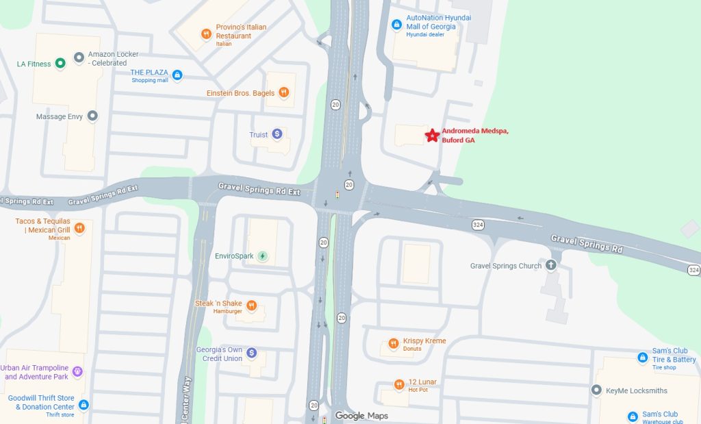 Map Indicating the Location of Andromeda Medspa in Buford Ga